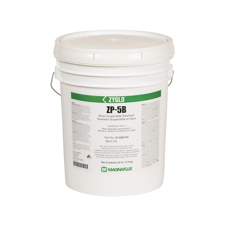Magnaflux Developer, ZP-5B, Zyglo, Water Suspendible, 25 lb, Pail 01-3341-81